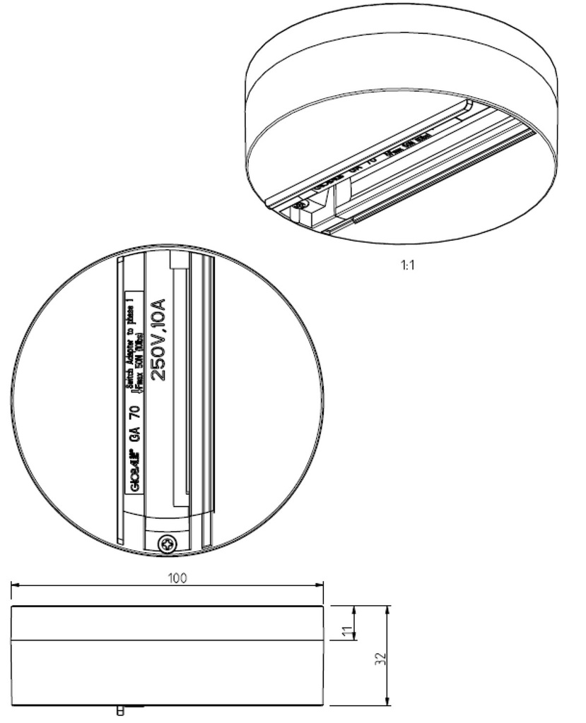 Vignette 2 produit FIX-POINT GA70 BLANC PATERE DE FIXATION 3 ALLUMAGES | Ref : GA70-3