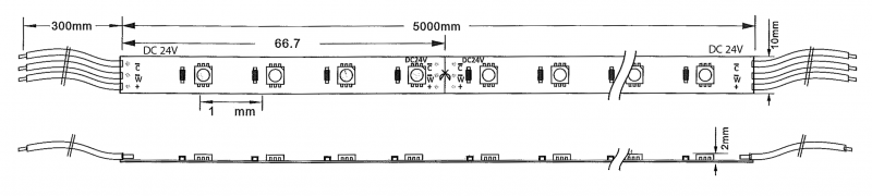 Vignette 3 produit Ref : 60006015BI65 | RUBAN 5050 5M 13W/M 24VDC 60LEDS BI-COL IP65
