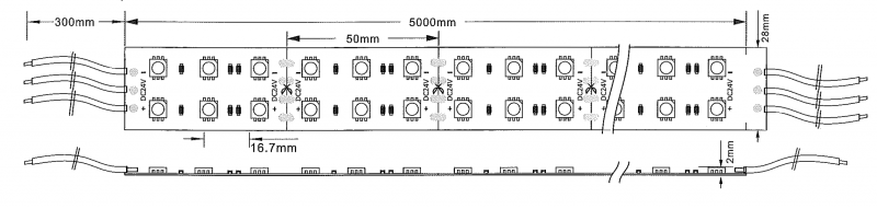 Vignette 3 produit Ref : 60012030BI65 | RUBAN DUAL 5050 5M 26W/M 24VDC 120LEDS BI-COL IP65