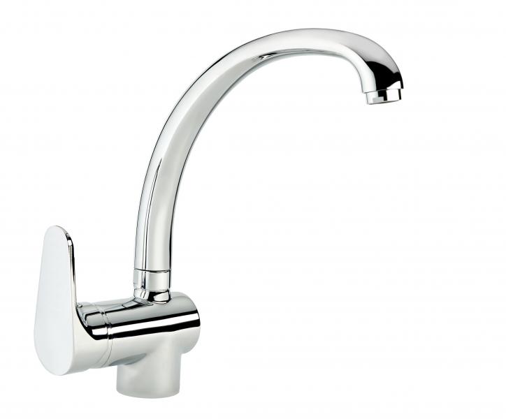 Photo Mitigeur monotrou evier haut chrome, bec | Ref : CU.1300/HAUT