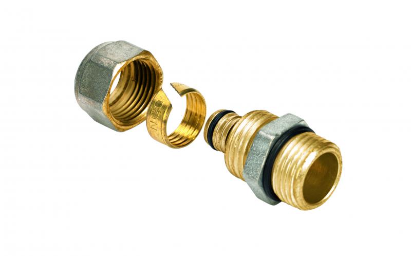 Photo RACCORD DROIT MALE 14X3/8 CW617 CONIQUE + O-RING | Ref : 1-1403C-S