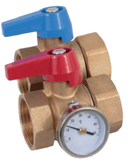 Photo VANNE  SPHERE 1 F AVEC ECROU 1 F,JOINT ET THERMOMETRE | Ref : UFH-BTM0606-M