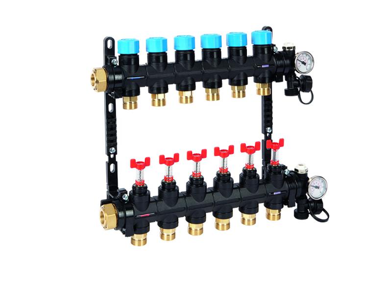 Photo COL.COMP.+ DEBITMETRES 0-3L,THERM,PURGE ET PURGEUR D'AIR 8X | Ref : UFH-0605MDK08-03L
