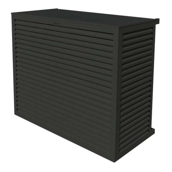 Photo DECOCLIM cache clim aluminium - gris anthracite RAL 7016 - XL (Dim int : H 1200 x L 1310 x P 650-800 mm profondeur ajustable : 150 mm | Ref : DECOCLIM-23AXL7016