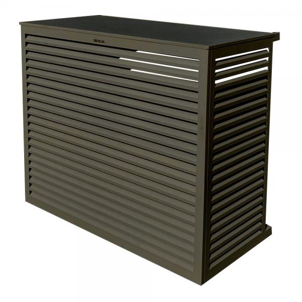Photo DECOCLIM cache clim aluminium - gris terre d\'ombre RAL 7022 - XL (Dim int : H 1200 x L 1310 x P 650-800 mm profondeur ajustable : 150 mm) | Ref : DECOCLIM-23AXL7022