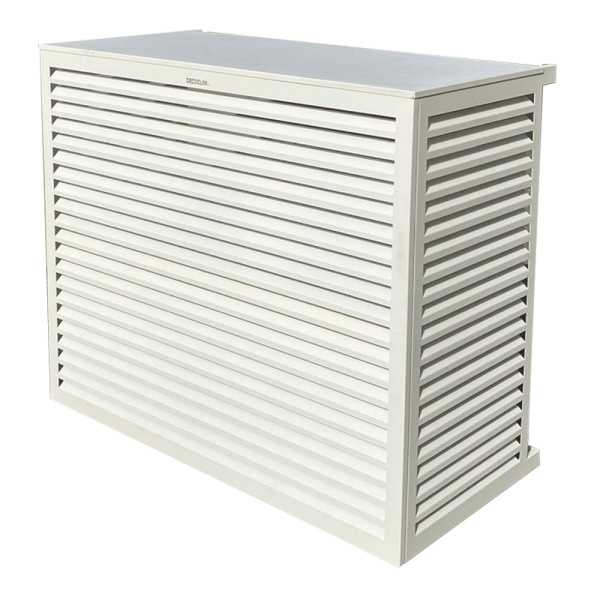 Photo DECOCLIM cache clim aluminium - blanc RAL 9010 - XL (Dim int : H 1200 x L 1310 x P 650-800 mm profondeur ajustable : 150 mm) | Ref : DECOCLIM-23AXL9010