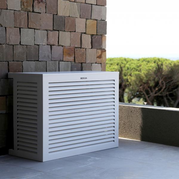 Vignette 2 produit DECOCLIM cache clim aluminium - blanc RAL 9010 - medium (Dim int H 835 x L 1050 x P 510-660 mm profondeur ajustable 150 mm) | Ref : DECOCLIM-23AM9010