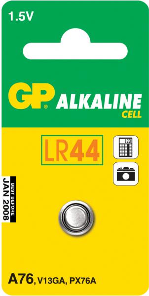 Photo Gp a76 / lr44 / v13ga / carte de 1 pile | Ref : 102002