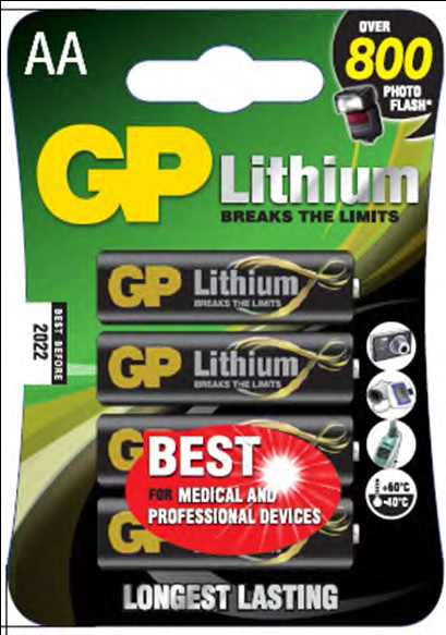 Photo BLISTER DE 4 PILES AA LITHIUM | Ref : 103154