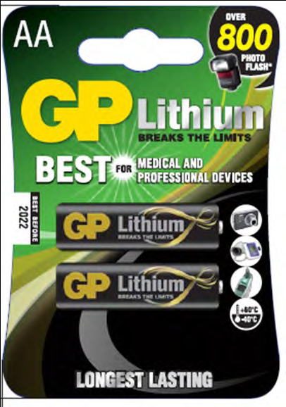 Photo BLISTER DE 2 PILES AA LITHIUM | Ref : 103155