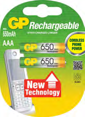 Photo BLISTER DE 2 PILES RECHARGEABLES AAA 650 | Ref : 201103