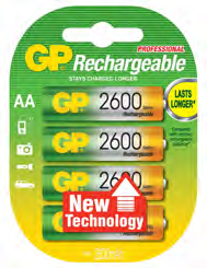 Photo BLISTER DE 4 PILES RECHARGEABLES AA 2600 | Ref : 201337