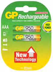 Photo BLISTER DE 2 PILES RECHARGEABLES AAA 950 | Ref : 201370