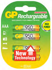 Photo BLISTER DE 4 PILES RECHARGEABLES AAA 950 | Ref : 201374