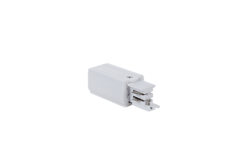 Photo ALIMENTATION DROITE BLANC ACCESSOIRE POUR RAILS 3 ALLUMAGES REFERENCES R1BL - R2BL -  R3BL | Ref : ALDBL