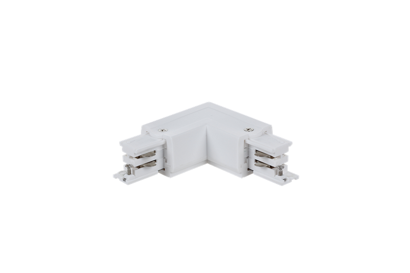 Photo CONNECTEUR ANGLE GAUCHE BLANC POUR RAILS 3 ALLUMAGES REFERENCES R1BL - R2BL -  R3BL | Ref : COAGBL