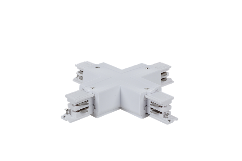 Photo CONNECTEUR EN X BLANC POUR RAILS 3 ALLUMAGES REFERENCES R1BL - R2BL -  R3BL | Ref : COXBL