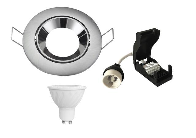 Photo KIT SPOT LED LUXE ALU BROSSE ORIENTABLE 3000K | Ref : KITSPABOL3