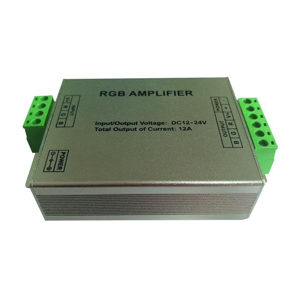 Photo AMPLIFICATEUR RGBW POUR STRIP LED (PERMET D\'AUGMENTER LE NOMBRE DE M DE STRIP AVEC L\'AJOUT D\'ALIMENTATIONS). RUBAN LED | Ref : SICARGBW