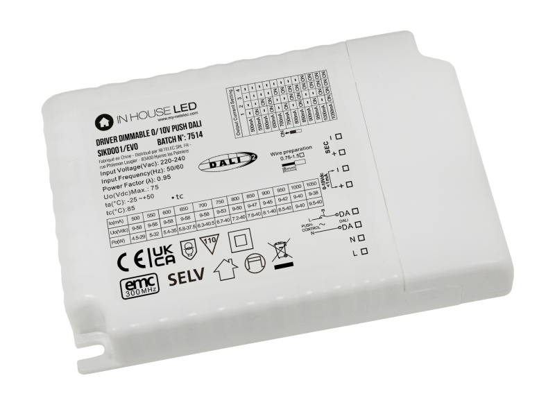 Photo DRIVER DIMMABLE DALI, 0/10V, PUSH | Ref : SIKD001/EVO