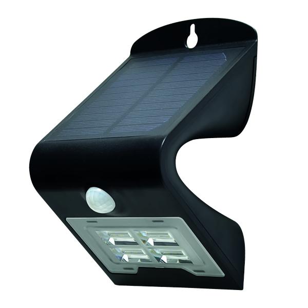 Photo Luminaire solaire 2w 260lm 4000k applique noir LED | Ref : SO4