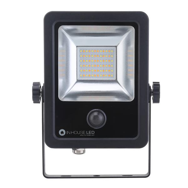 Photo Projecteur Noir 30W 3000LM 3000-4000-6000K + detecteur IR LED | Ref : XY03637-IR