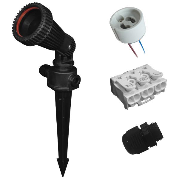 Vignette 2 produit SPOT PIQUET POUR GU10 LED IP54 2 entrees | Ref : ENGU10NR
