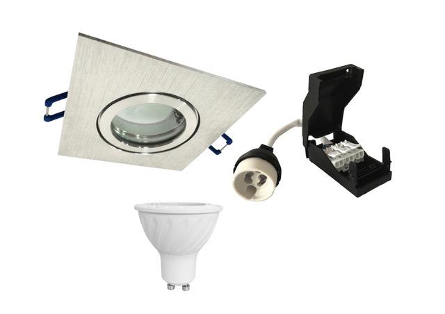 Vignette 2 produit KIT SPOT LED IP65 BBC ALU BROSSE CARRE 4000K | Ref : KITSPCAB4