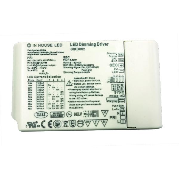 Vignette 2 produit DRIVER DIMMABLE DALI PUSH (PERMET DE FAIRE VARIER UNE DALLE LED DE LA SERIE SIPLXXXX SOIT PAR UN BOUTON POUSSOIR NON FOURNI SOIT PAR UN VARIATEUR DALLI NON FOURNI). ALIMENTATION. PANNEAU LED | Ref : SIKD002