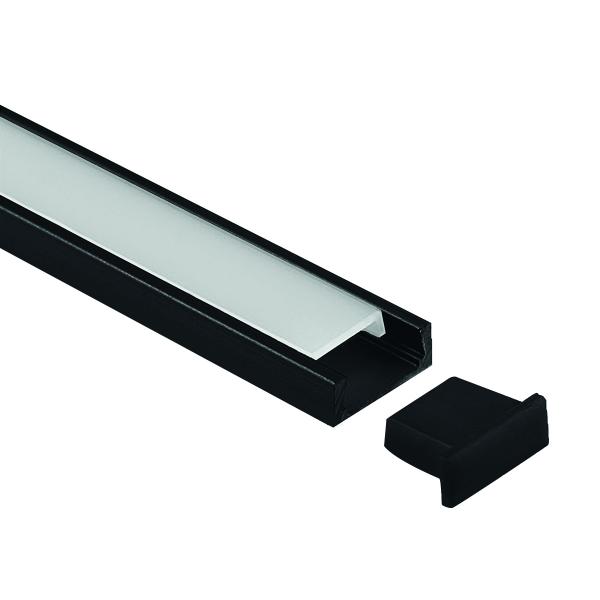 Vignette 2 produit PROFIL ALU 2M NOIR SAILLI POUR STRIP. RUBAN LED. ACCESSOIRE INTERIEUR ET EXTERIEUR | Ref : SISC-ALH-01-NR