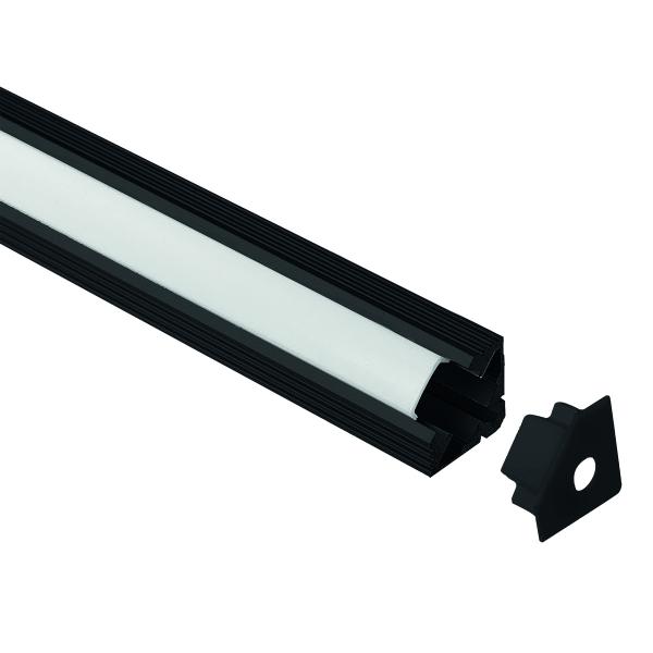 Vignette 2 produit Profil ALU 2M Noir Angle Sailli LED | Ref : SISC-ALH-03-NR