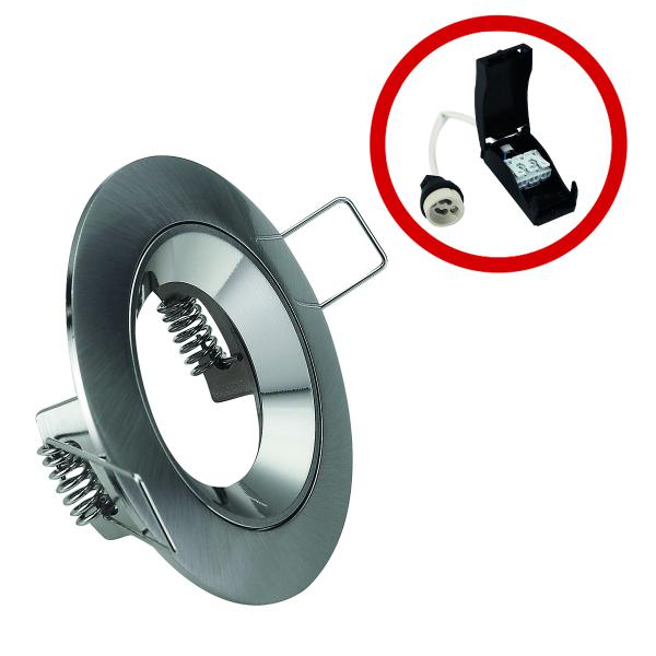 Vignette 2 produit Spot &quot;luxe&quot; fixe + douille GU10 automatiquev 3X2 alu brosse LED | Ref : SPABFL