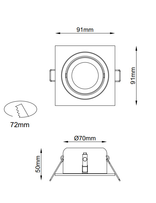 Vignette 3 produit Ref : SPCBO | Spot BBC RT2012 blanc orientable carre LED