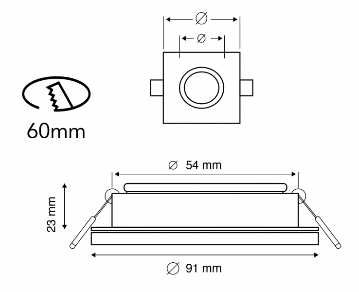 Vignette 3 produit Ref : KITSPCN4 | KIT SPOT LED IP65 BBC NOIR CARRE 4000K