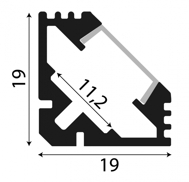 Vignette 3 produit Ref : SISC-ALH-03-BL | Profil ALU 2M Blanc Angle Sailli LED