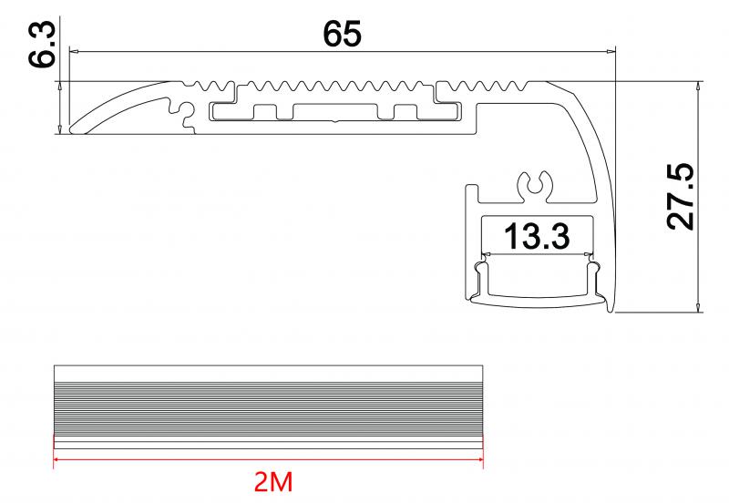 Vignette 3 produit Ref : SISC-ALH-08-AL | Profile Alu 2M Aluminium Nez De Marche LED