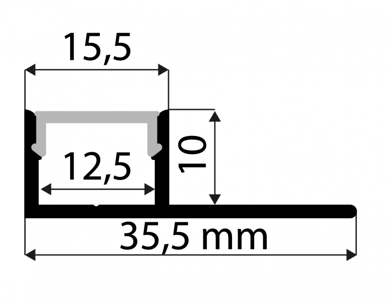 Vignette 3 produit Ref : SISC-ALH-12-AL | PROFIL STRIP LED NEZ DE MARCHE