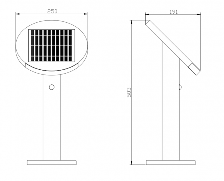 Vignette 3 produit Ref : SO16 | Luminaire solaire 260lm 4000k sur pied (EQUIPE D'UN PANNEAU SOLAIRE MONO-CRISTALLIN)