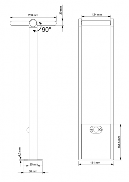 Vignette 3 produit Ref : SO32 | BORNE SOLAIRE ANTHRACITE 15LM 151-200-1000MM LED