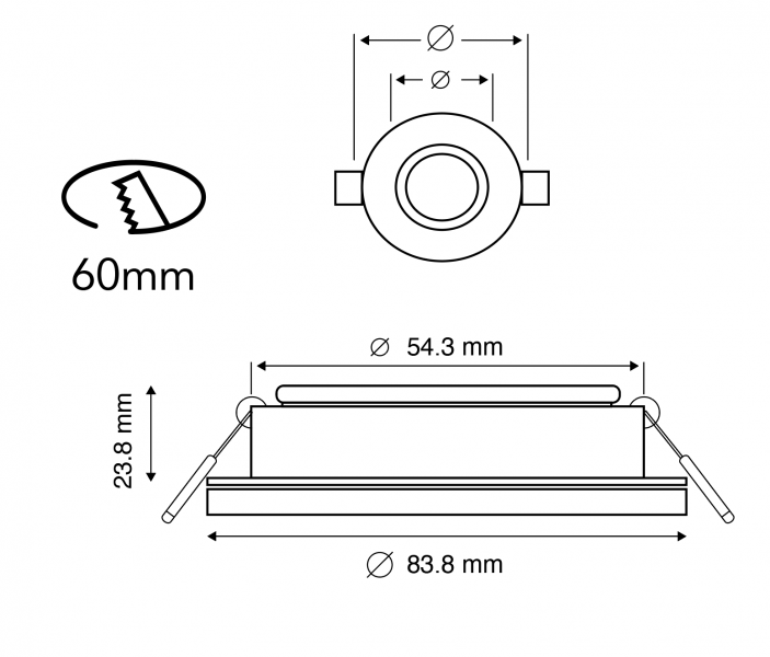 Vignette 3 produit Ref : SPRB | Spot BBC RT2012 blanc fixe rond LED