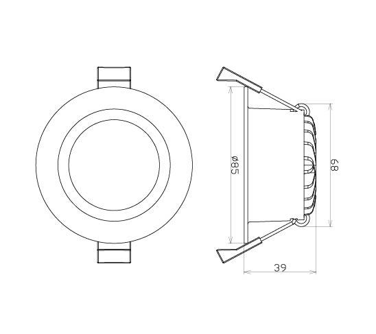 Vignette 3 produit Ref : UP007AB | SPOT DOWNLIGHT LED 7W DIMMABLE TRI COUL. ALU BROSSE