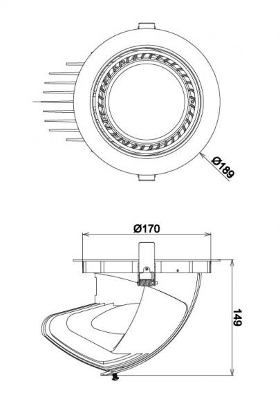 Vignette 3 produit Ref : UP060RDB | ENCASTRE ROND BLANC 60W 3000-4000-6000K LED