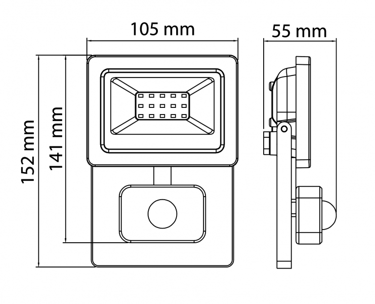 Vignette 3 produit Ref : XY10BLIR | Projecteur 10W blanc 4000k + detecteur LED