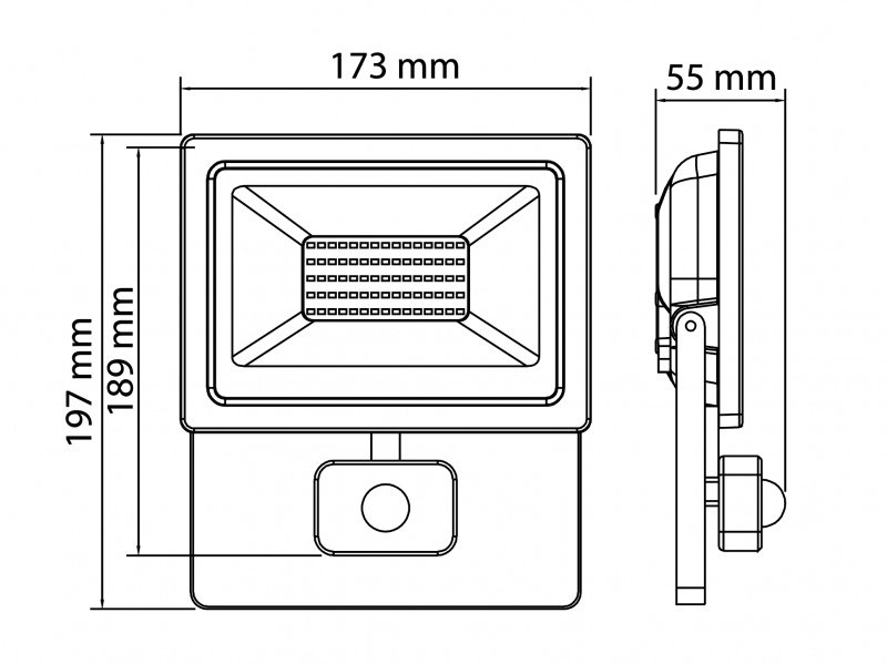 Vignette 3 produit Ref : XY30NRIR | Projecteur 30W noir 4000k + detecteur LED