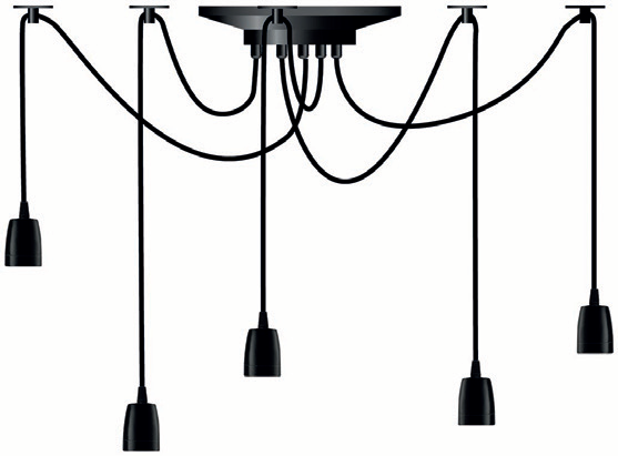 Photo Pendant Lamp E27 Spider black 5pcs Porce | Ref : SG-50588