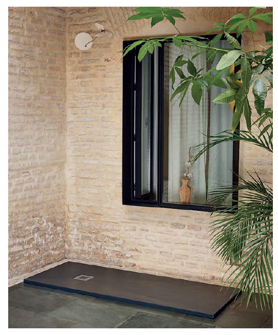 Photo RECEVEUR RESINE CLASSIC SILLAR GRAFITO 90X120 GRILLE INOX  - SH | Ref : G9929012103