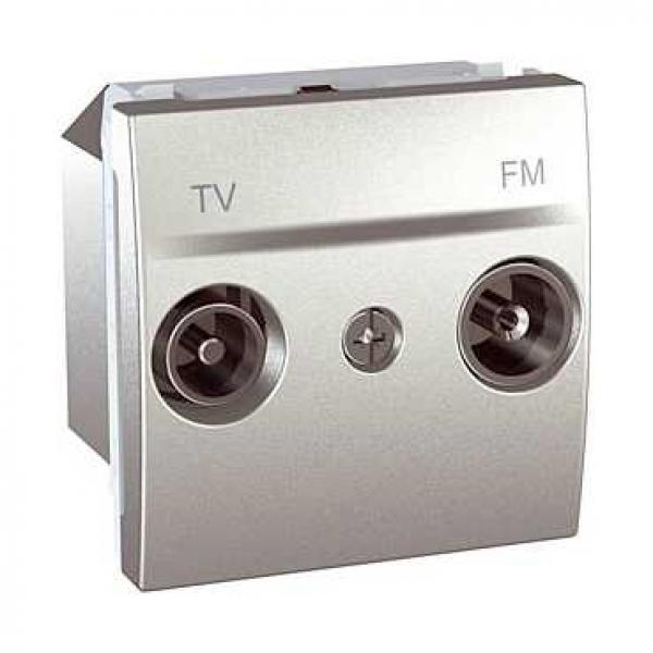 Photo Unica - prise de TV/FM - individuel - 2 modules - aluminium | Ref : MGU3.451.30