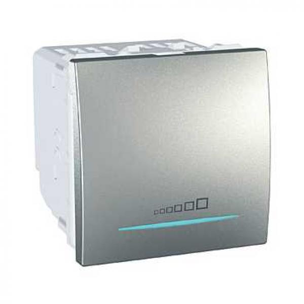 Photo Unica - variateur poussoir universel - 20..350VA - 2 modules - aluminium | Ref : MGU3.515.30