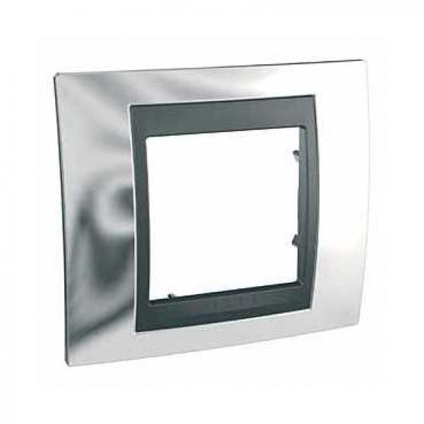 Photo Unica Top - plaque de finition - 1 poste 2 mod. - chrome brill. liser graph. | Ref : MGU66.002.210