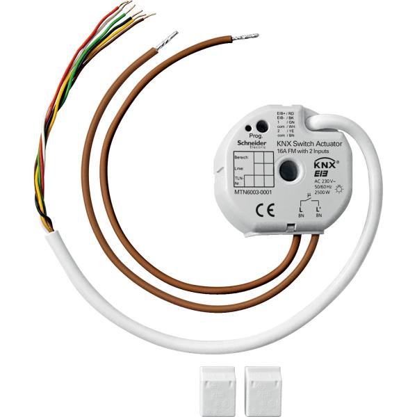 Photo KNX - actionneur de commutation - encastré - 1x230V - 16A - avec 2 entrées | Ref : MTN6003-0001